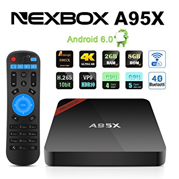NEXBOX A95X Pro Smart Box Android 6.0 Amlogic S905X Quad Core 2.0GHz STB 2GB RAM 8GB ROM VP9 4K H.265 HDR BT 4.0 Rooted with Spdif Learning Remote