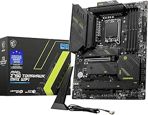 MSI MAG Z790 TOMAHAWK MAX WIFI Motherboard, ATX - Supports Intel 12th & 13th Gen Core Processors, LGA 1700 - DDR5 Memory Boost 7800 MHz/OC, 1 x PCIe 5.0 x16, 1 x M.2 Gen5, 2.5G LAN, Wi-Fi 7