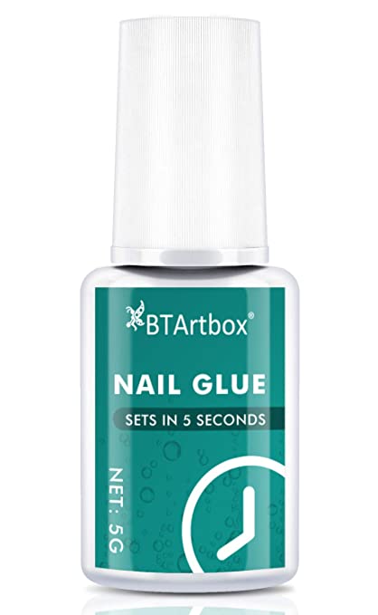 Nail Glue for Acrylic Nails - Brush-on Nail Glue for Press On Nails BTArtbox Adhesive Super Bond for False Acrylic Nail Art Long Lasting, 0.176 oz