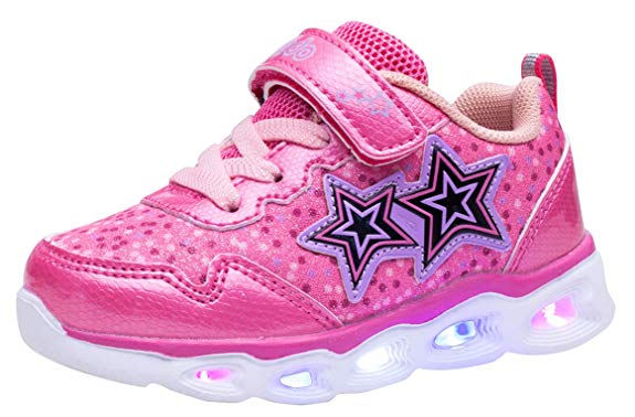 COODO Toddler Kid Girls Sneakers Flashing Glitter Shoes