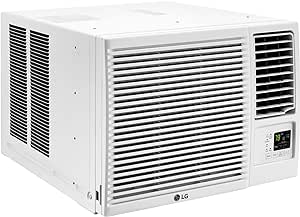 LG 7,600 BTU Window Air Conditioner with Heat, 115V, Cools 330 Sq.Ft. for Bedroom, Living Room, Apartment, with Remote, 2 Speeds, Slide In-Out Chassis, 24-hour Timer, White