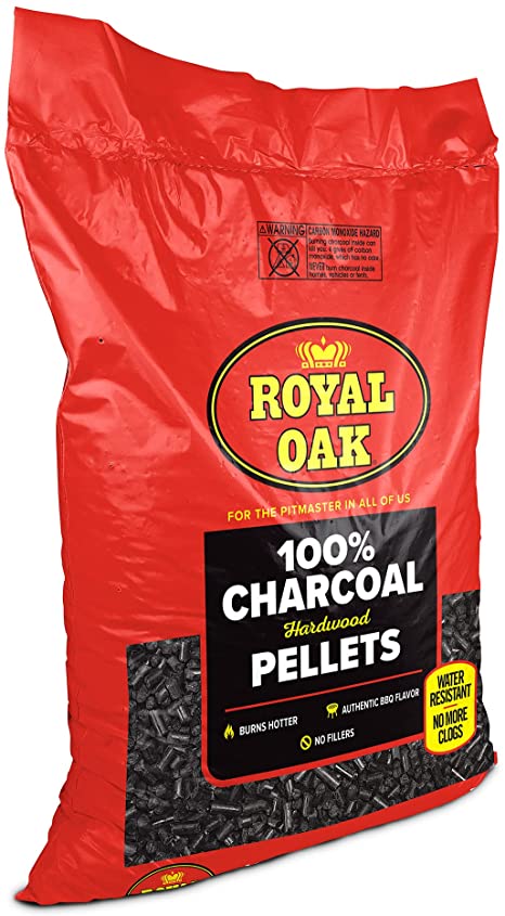 Royal Oak 100 Percent Hardwood Charcoal Pellets for Real BBQ Flavor, Grilling and Smoking, High Heat, Resists Water, Easy to Clean, 30 Pound Bag, Black