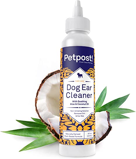 Petpost | Dog Ear Cleaner - Natural Coconut Oil Solution - Best Remedy for Odor Dog Ear Mites, Yeast and Ear Infection Causing Wax - Alcohol & Irritant Free - 8 Oz.