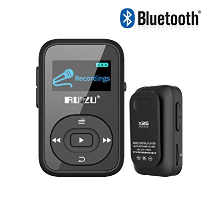 Eleston 8GB Portable Sport Clip Bluetooth MP3 Player with Lossless Sound and Expandable Micro SD Card up to 64GB for Jogging Running (Black)