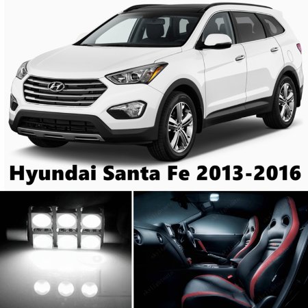 12pcs LED Premium Xenon White Light Interior Package Deal for Hyundai Santa Fe 2013-2016