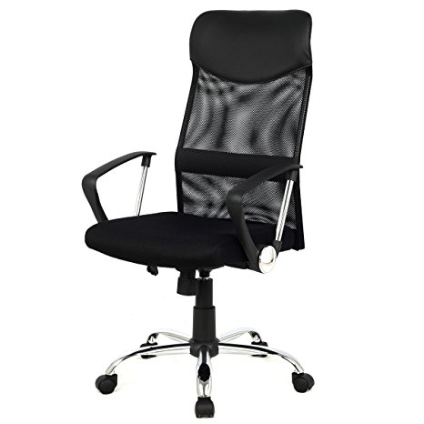 Leopard High Back Office Chair PU Leather Pneumatic Gas Seat Black