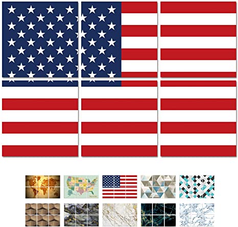 BUBOS American Flag Acoustic Panels,NRC Sound Proof Padding Wall Panels, Good for Soundproofing and Acoustic Treatment,(12"x12"x0.4"), 6 Pcs per (Map & Flag, American Flag)