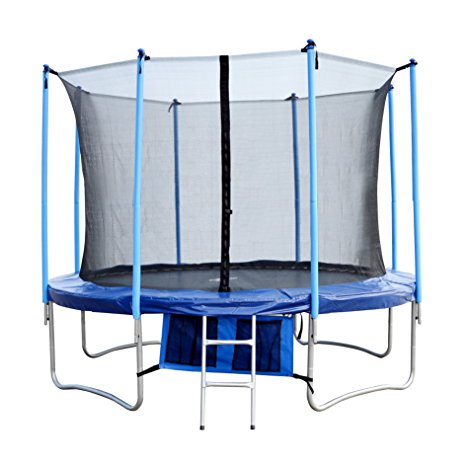 FoxHunter 10FT Trampoline Set 4 Legs Max Load 100kg Includes Safety Net Enclosure All Weather Cover And Ladder TUV GS EN-71 CE Certified