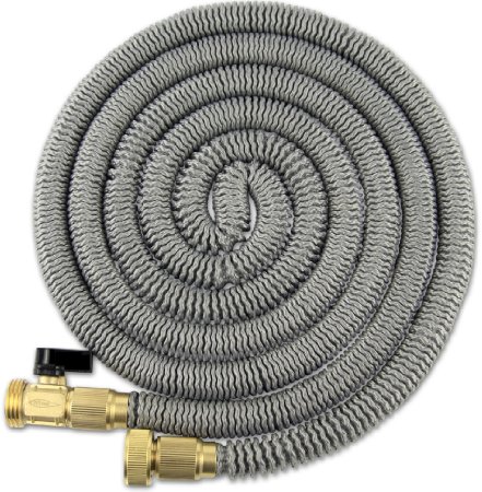 50' Expanding Hose Titan Expandable Garden Hose Solid Brass Connectors Double Layer Latex Core Extra Strength Fabric 3/4 USA Standard Expandable Hose
