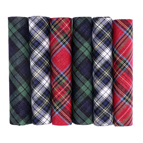 OCTAVE® Mens 100% Cotton Tartan Print Handkerchiefs - Gift Boxed 6 Pack