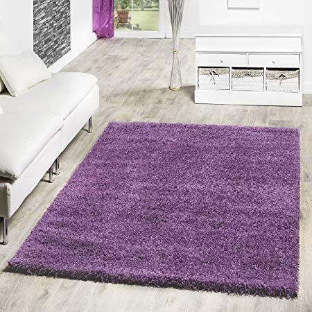 T&T Design Shaggy Rug Long Pile High Pile Modern Carpet, colour:purple, Size:300x400 cm