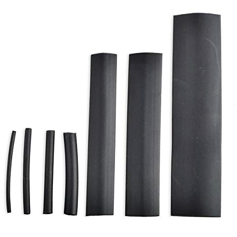 Heat Shrink Tubing Kit, Conwork Assorted 2:1 Heat Shrinking Tube Wire Wrap Cable Sleeve Set (117Pcs, 7 Size) -Black