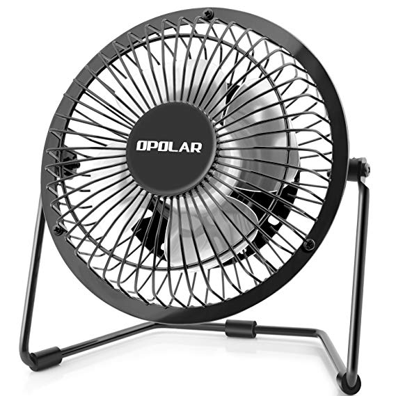 OPOLAR 4 Inch USB Desk Fan with 2 Setting, Metal Design, 360° Up and Down, Quiet Operation for Office Home