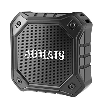 Wireless Bluetooth Speaker, AOMAIS Outdoor Portable Waterproof IPX7 Speaker : Stereo Pairing Function, Louder Volume with Bass, Powerful 8W Output, Built–in Microphone, Pairs with all bluetooth devices (Black)