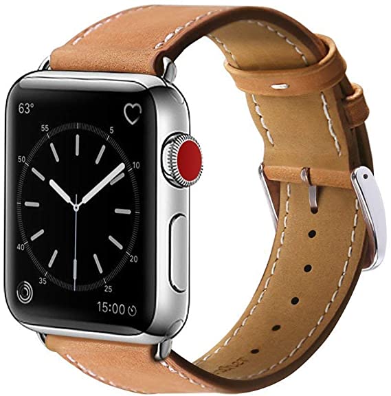 Marge Plus Compatible with Apple Watch Band 38mm 40mm 42mm 44mm, Premium Genuine Leather Replacement for iWatch Band Series 5/4/3/2/1