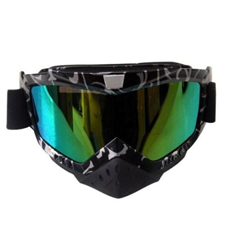 Ediors® Adult Sports Motocross Offroad ATV Dirt Bike MX Racing Safety Goggles Eyewear Black/Silver Frame Multi-color Tinted Lens