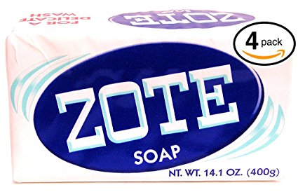 Zote White Laundry Bar Soap, Net WT 14.1 oz, (Pack of 4)
