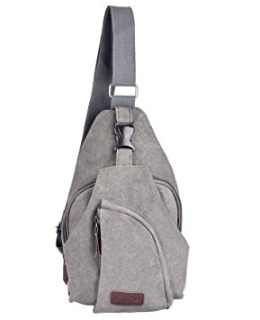 OuterStar Casual Canvas Sling Backpack Chest Bag for Men Woman (Coffee/Grey/Army Green)