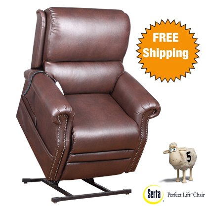 Serta® Perfect Lift Chair -Plush Comfort Recliner with Gel-Infused Foam Ergonomic Hand Held Control With 2 Large LED Buttons and USB Port for Charging Phones -Lifetime Warranty (Cocoa 900)