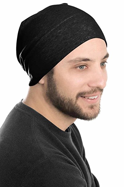 Headcovers Unlimited Mens Relaxed Beanie | Guys 100% Cotton Hats | Chemo, Balding, Hair Loss, Cancer