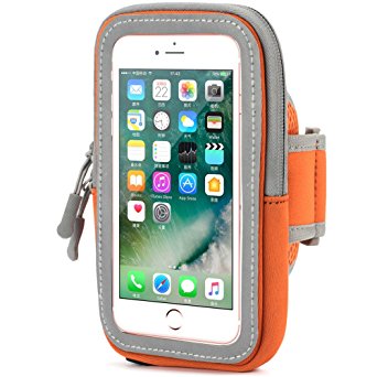 iPhone 6 6S Plus Sports Armband,Yomole Outdoor Running CellPhone Sweatproof Case with Key Holder and Card Pouch for iphone 6 6s Plus 5s 5c se Samsung Galaxy Note 5 4 3 edge S5 S6 S7 (Orange, 5.5inch)