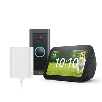 Ring Video Doorbell Wired von Amazon, Funktionert mit Alexa   Plug-in Adapter (2. Gen.)   Der neue Echo Show 5 (3. Gen.) | Anthrazit - Smart&nbsp;Home-Einsteigerpaket