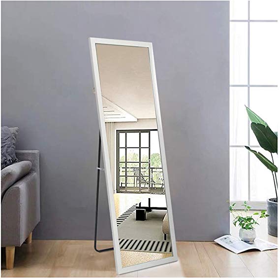 Beauty4U Full Length Mirror Standing Hanging Leaning, White Dressing Mirror for Wall Decor, 59"x19.7"