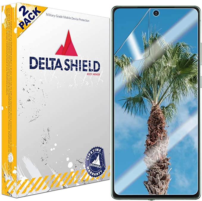 DeltaShield Screen Protector for Samsung Galaxy Note 20 (6.7 inch) (2-Pack) (Case Friendly Version) BodyArmor Anti-Bubble Military-Grade Clear TPU Film