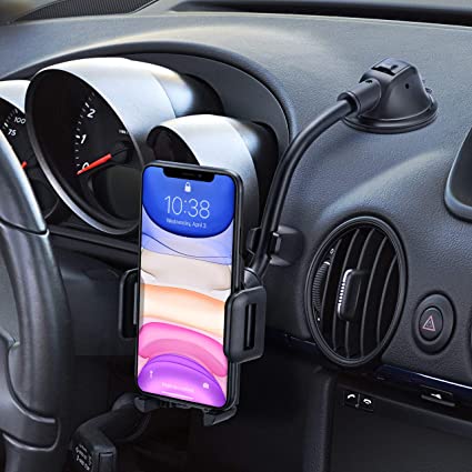 Mpow Car Phone Holder, Dashboard Windscreen Car Mount Cradle with Long Arm Strong Sticky Gel Suction Cup Anti-Shake Stabilizer Compatible iPhone 11 XS Max Xr x 8 Plus 7 Plus, Galaxy, Moto and more