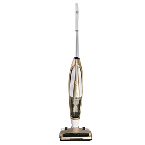 Cordless Vacuum Cleaner, EVERTOP 4 in 1 Bagless Stick Upright Vacuum Cleaner, Handheld Vacuum Cleaner, Floor Carpet Sweeper, Wet-Dry Vacuum Mop Cleaner for Hard Floor, Thin Carpet (Champagne)