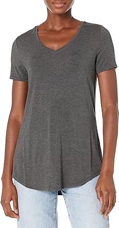 Amazon Essentials Women's Relaxed-Fit Short-Sleeve V-Neck Tunic (Available in Plus Size), Multipacks