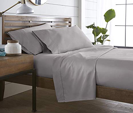 Queen Size Egyptian Cotton 4-PC Sheet Set Queen (60x80) Fits Upto 14-16" Deep Pocket 550 Thread Count Silver Grey Color Solid Pattern (Satisfaction Guarantee)