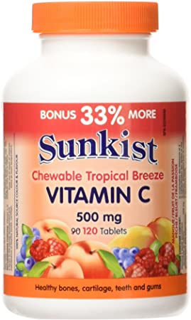 Sunkist Vitamin C 500 mg · Chewable, Tropical Breeze, 120 Tablets