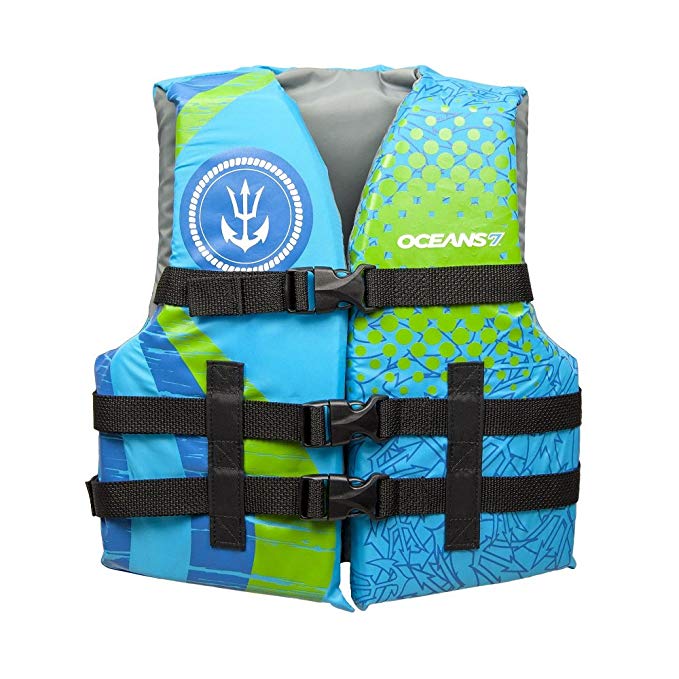 Oceans 7 US Coast Guard Approved, Youth Life Jacket, Type III Vest, PFD, Personal Flotation Device, Blue