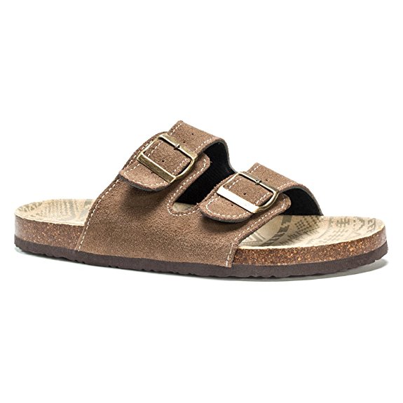 Muk Luks Men's Parker Duo Starpped Brown Slide Sandal