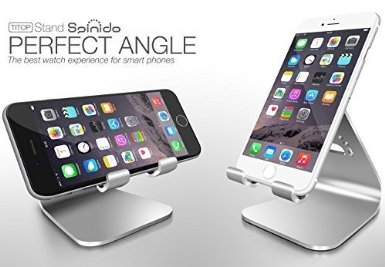 phone dock Spinido Titop Series Magnesium-aluminium Alloy phone Stand for Desk Compatible With All iPhone iPhone 5 iPhone5S iPhone 6 and iPhone 6 Plus and Samsung Galaxy Tab S5 S6 Edge Note 234 Silver