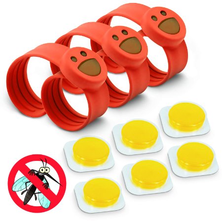3 Bug Off Insect Repellent Slap Bracelets - DEET FREE - No Insecticide - Best Insect Repelling Product for Kids - Looks like Childrens Pretend Play Bracelet While Keeping Away Mosquitos Black Flies Sand Flies FleasTicks and Others Color Orange
