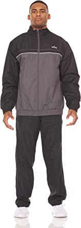 Spalding Mens Performance Woven Tracksuit Set - 2 Piece Set with Full Zip Jacket and Pants, Gravel/Concrete