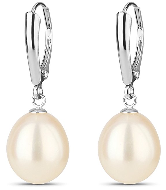 14k Gold Freshwater Cultured Leverback Drop Pearl Earring