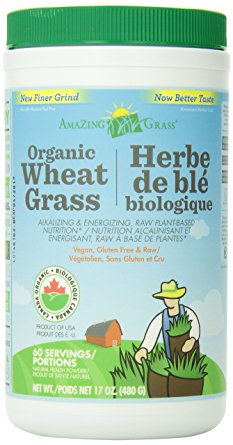 Amazing Grass Organic Wheat Grass Powder, 60 Servings, 17-Ounce Container, 1.025-Inch