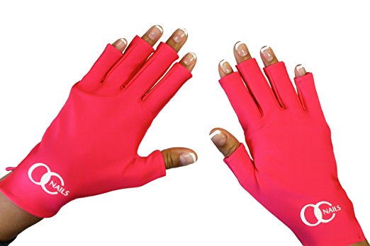 OC Nails UV Shield Glove (HOT PINK) Anti UV Glove for Gel Manicures with UV/LED Lamps