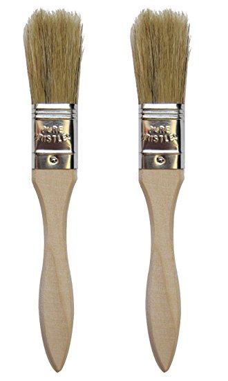 Set of 2 Natural Bristle Pastry Brushes, Wood Handle, 7.5" Long with 1.6" Long Pure Bristles