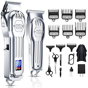 Hair Clippers for Men Full Metal Close Cutting T-Blade Trimmer Kit with LED Display Professional Cordless Hair Cutting Kit Beard Trimmer Barbers Men Women Kids Clipper Set Rechargeable Grooming Kit