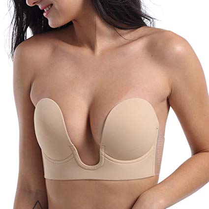 Titu Sexy V Shape Sticky Bra - Strapless Backless Self Adhesive Invisible Push up Bra for Women