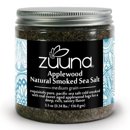 Pure Applewood Sea Salt -Natural Smoked- by ZUUNA 100 Natural Pure PREMIUM Gourmet Sea Salt