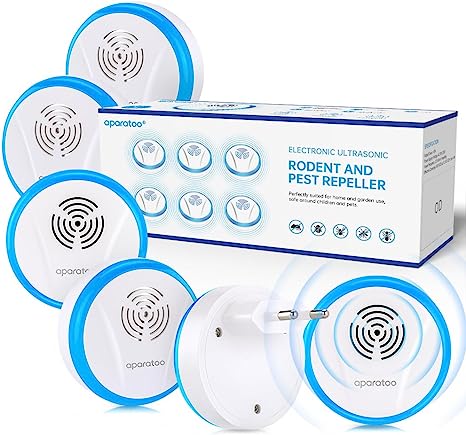 Repelente Ultrasónico de Plagas, 6 Paquetes Electrónico Repelente Mosquitos Control de Plagas, Repelente Ultrasónico Anti Mosquitos para Interiores, Insectos, Moscas, Cucarachas, Arañas, Roedores