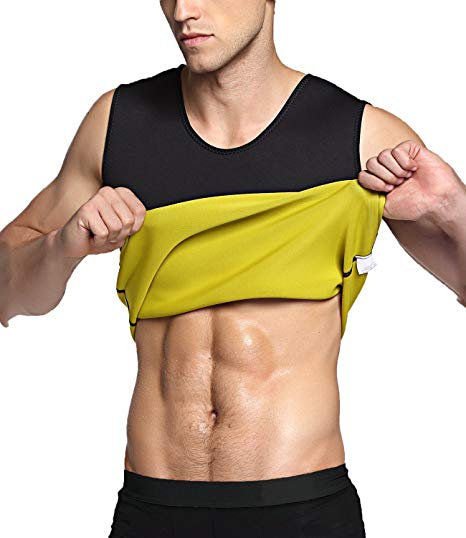 SETENOW Men's Hot Sweat Body Shaper Tummy Fat Burner Tank Top Slimming Vest Weight Loss Shapewear Neoprene No Zip