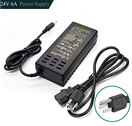 LEHOU 24v6a Power Supply LED Power Supply 24volt 6amp Power Adapter 24V 6A DC for LED Strip Light,Rope Light,Wireless Router,ADSL Cats,Security Cameras and other Low Voltage Device
