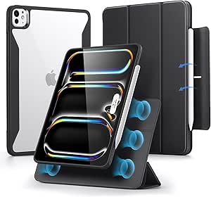 ESR for iPad Pro 13 Case M4 (2024), iPad Pro 13 Inch Case with Pencil Holder, Removable Magnetic Cover, Vertical Stand, Fully Supports Pencil Pro/USB-C, Rebound 360 Series, Black