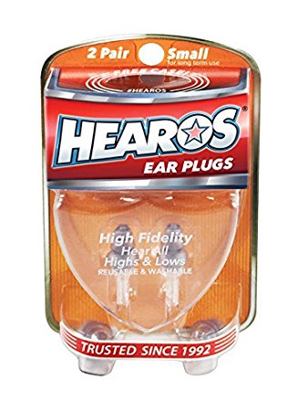 HEAROS Ear Plugs for Musicians - High Fidelity Series Provide Comfortable Hearing Protection for Long Term Use - 2 Pair with Free Case